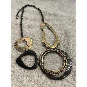 Chico’s Geometric Organic Link Necklace with Crystal Pavé Accents